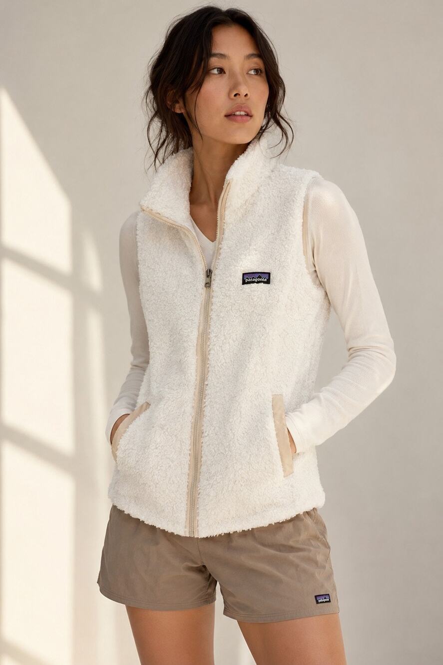 Patagonia Los Gatos Women’s Small Birch White Teddy Sherpa Fleece Gorpcore Vest